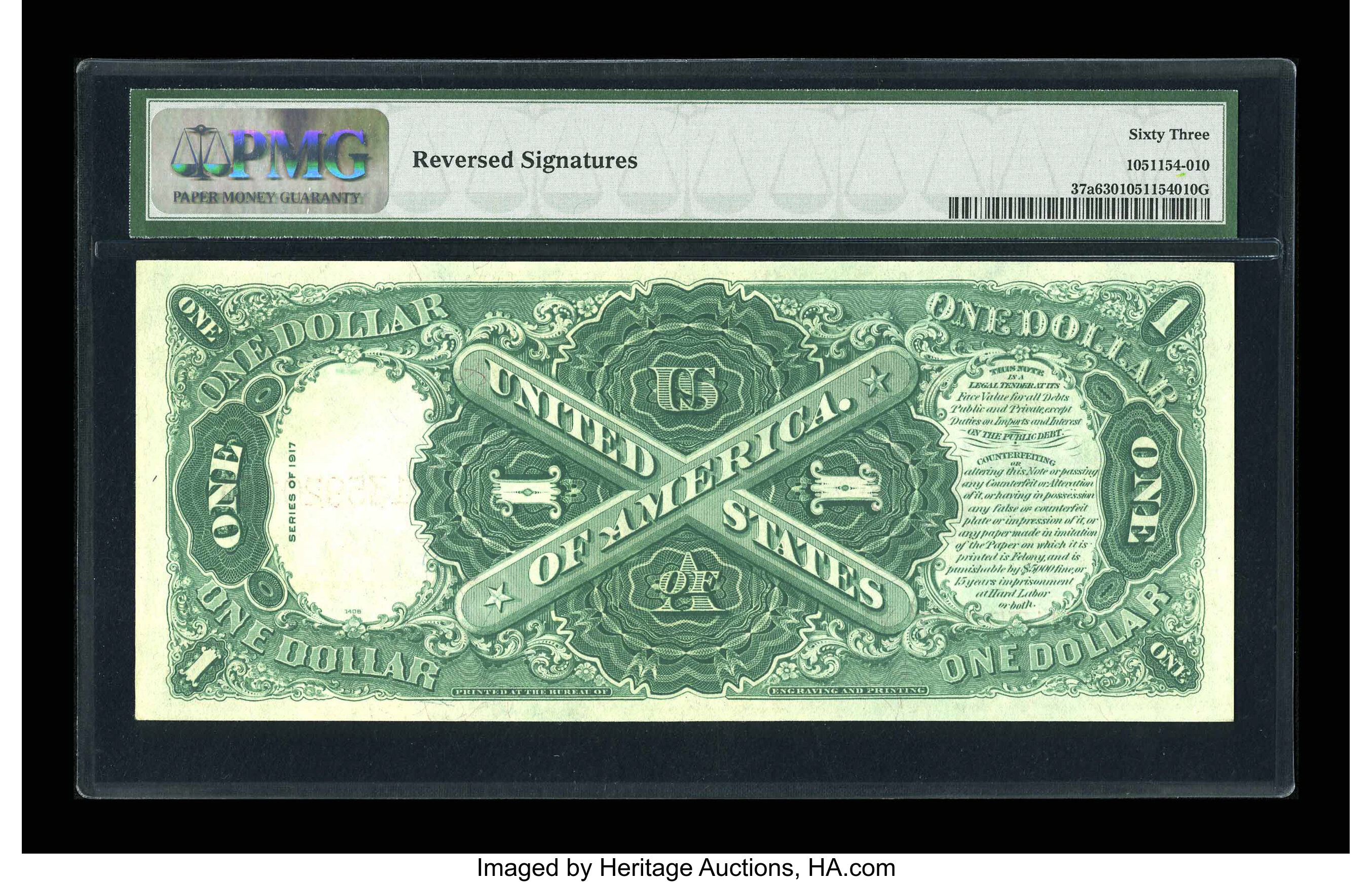 image for: Fr. 37a $1 1917 Legal Tender PMG Choice Uncirculated 63.