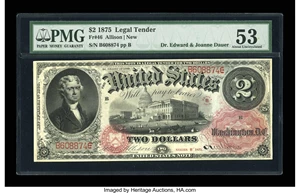 image for: Fr. 46 $2 1875 Legal Tender PMG About Uncirculated 53.