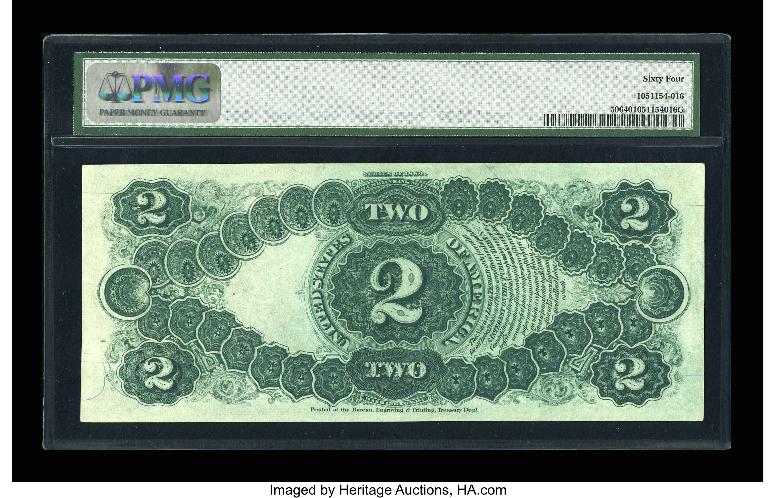image for: Fr. 50 $2 1880 Legal Tender PMG Choice Uncirculated 64.
