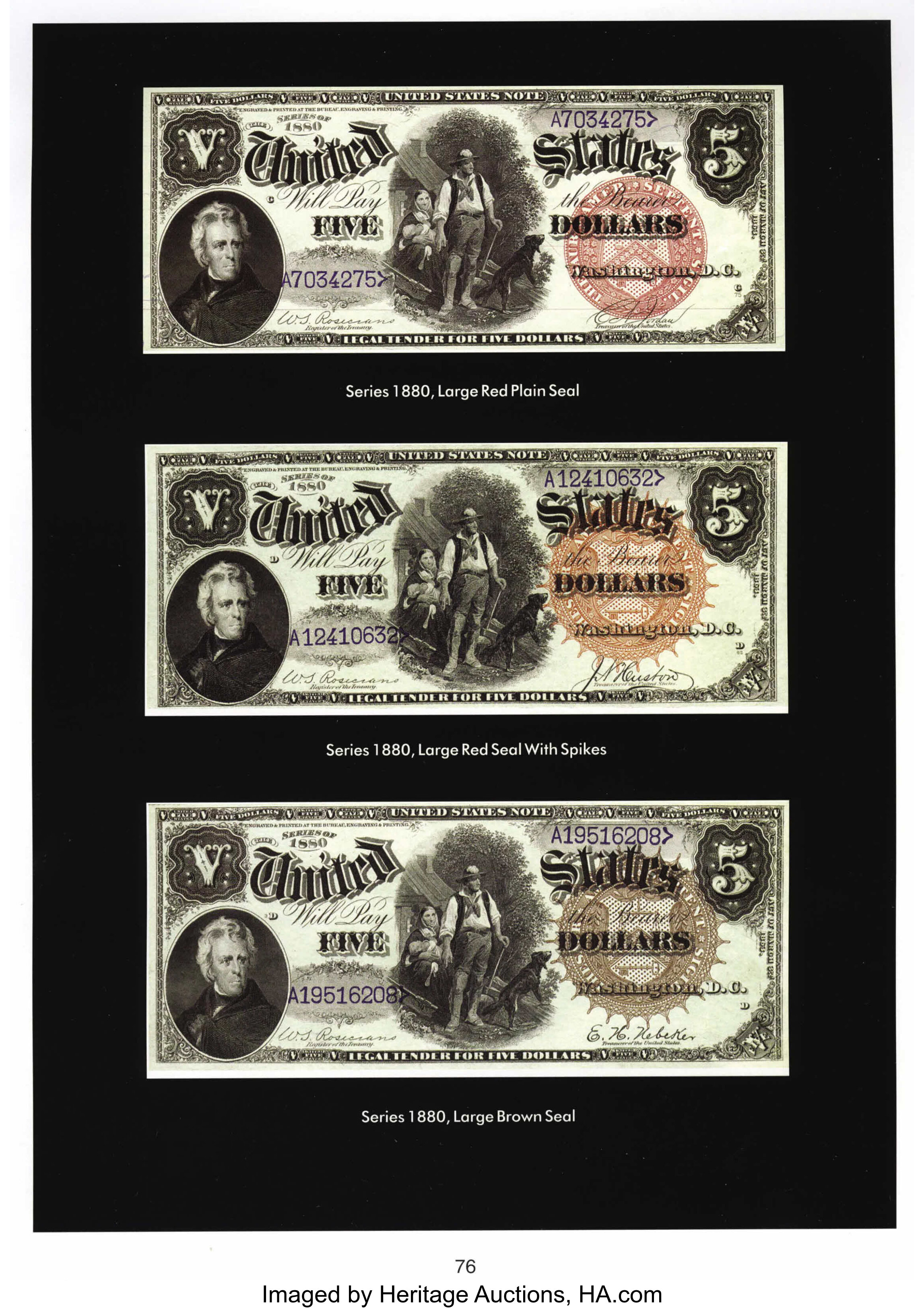 image for: Fr. 76 $5 1880 Legal Tender PMG About Uncirculated 55....