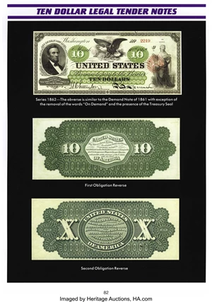 image for: Fr. 95b $10 1863 Legal Tender PMG Choice About Unc 58 EPQ....