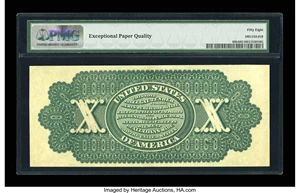 image for: Fr. 95b $10 1863 Legal Tender PMG Choice About Unc 58 EPQ....