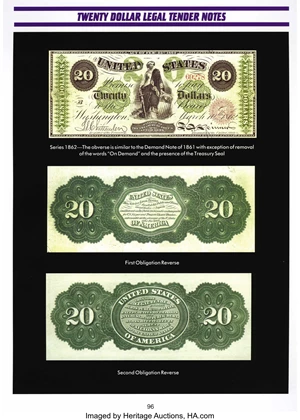 image for: Fr. 126b $20 1863 Legal Tender PMG Choice About Unc 58 EPQ.