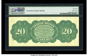 image for: Fr. 126b $20 1863 Legal Tender PMG Choice About Unc 58 EPQ.
