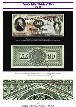 image for: Fr. 127 $20 1869 Legal Tender PMG Choice Uncirculated 64 EPQ.