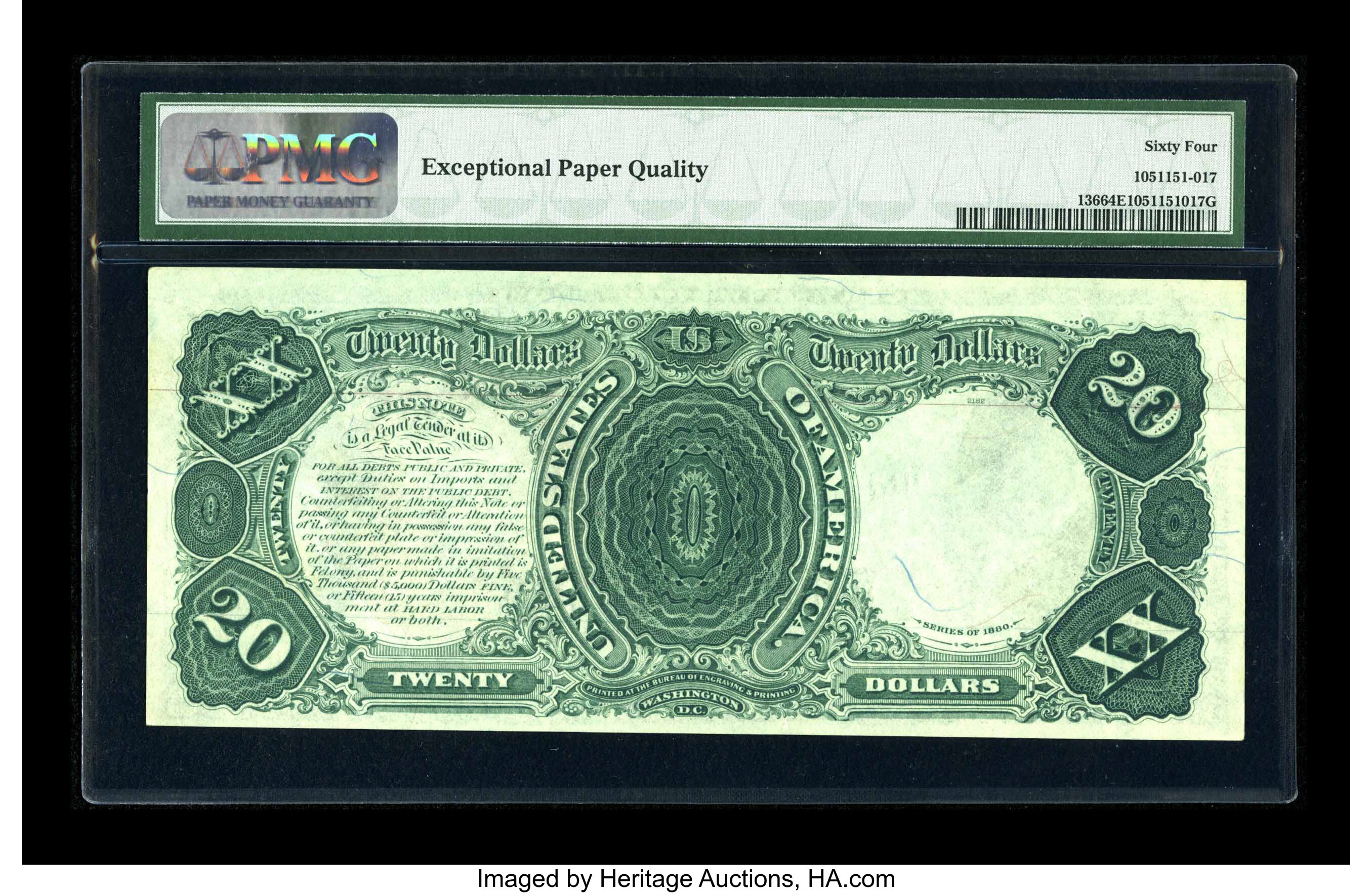 image for: Fr. 136 $20 1880 Legal Tender PMG Choice Uncirculated 64 EPQ....