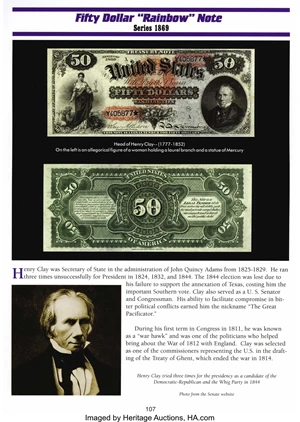 image for: Fr. 151 $50 1869 Legal Tender PMG About Uncirculated 50.