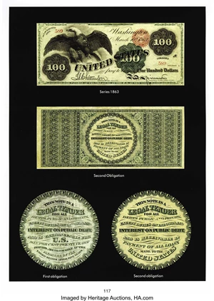 image for: Fr. 167a $100 1863 Legal Tender PMG Very Fine 30.