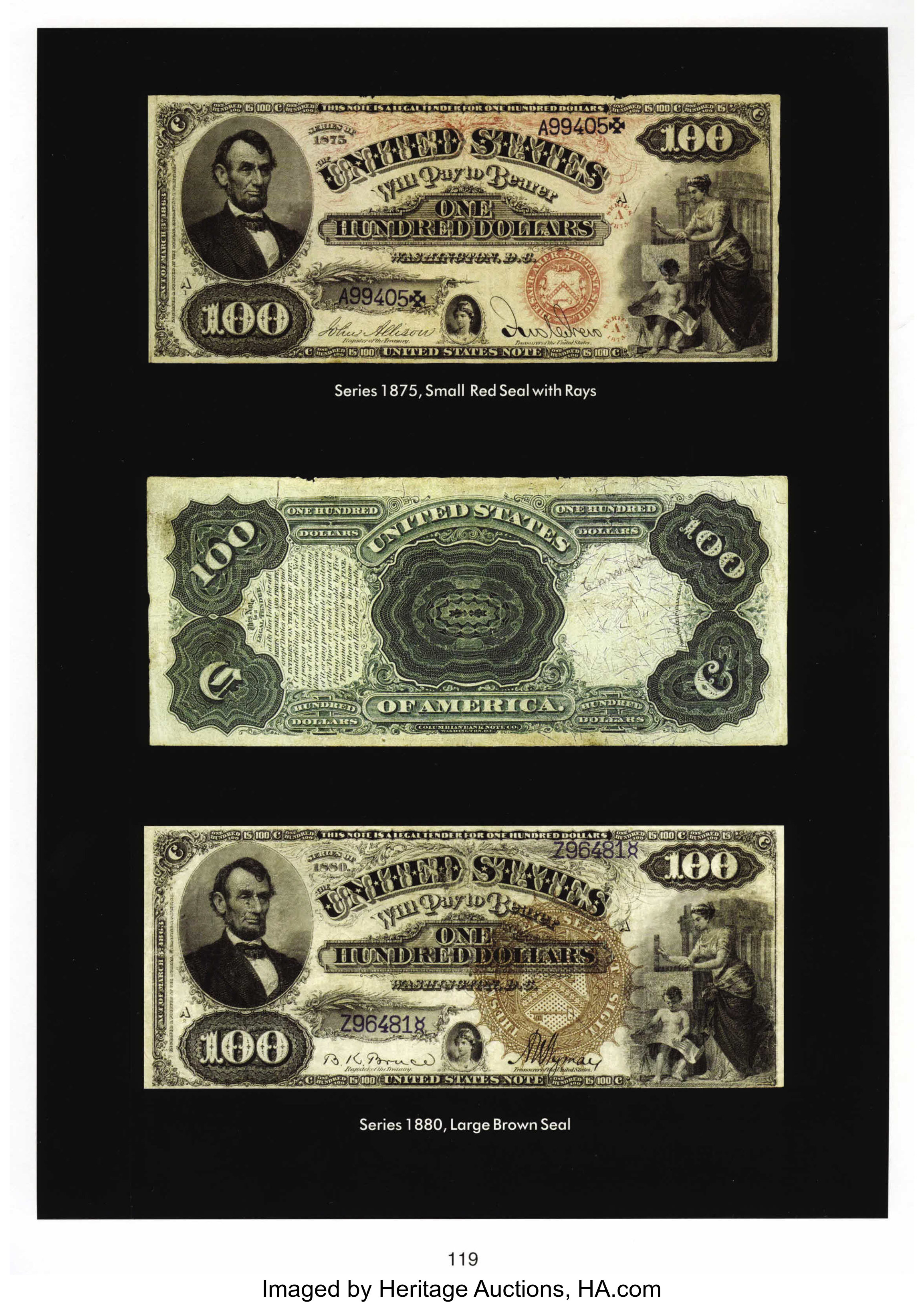 image for: Fr. 169 $100 1875 Legal Tender PMG Choice Fine 15....