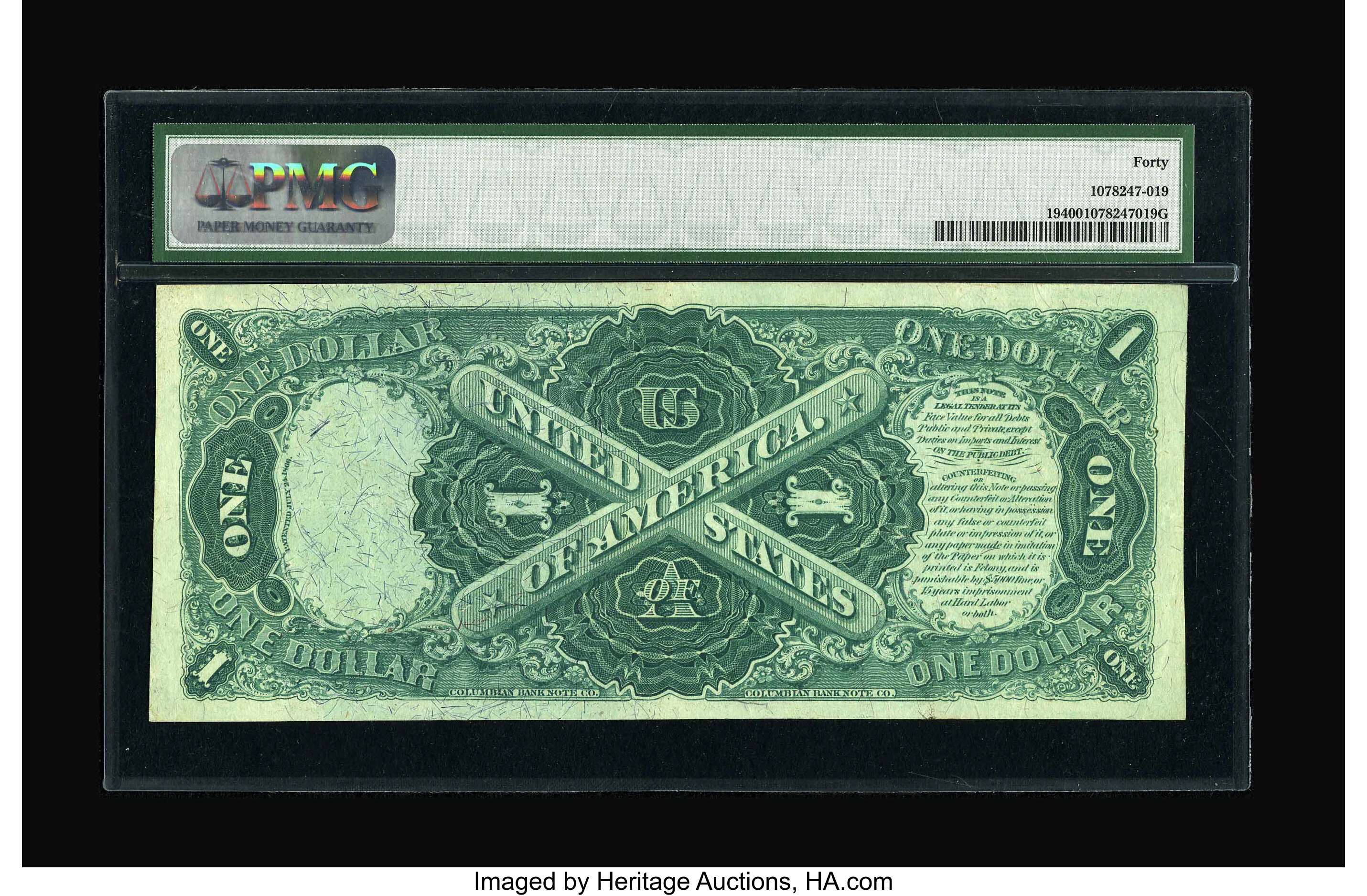image for: Fr. 19 $1 1874 Legal Tender PMG Extremely Fine 40....