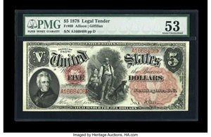 image for: Fr. 69 $5 1878 Legal Tender PMG About Uncirculated 53.