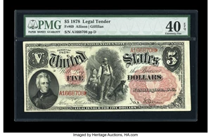 image for: Fr. 69 $5 1878 Legal Tender PMG Extremely Fine 40 EPQ.