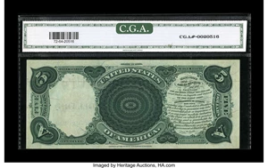 image for: Fr. 72 $5 1880 Legal Tender CGA Choice Uncirculated 64....