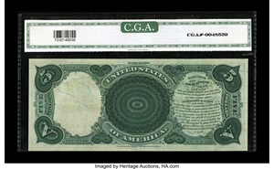 image for: Fr. 73 $5 1880 Legal Tender CGA Gem Uncirculated 67....