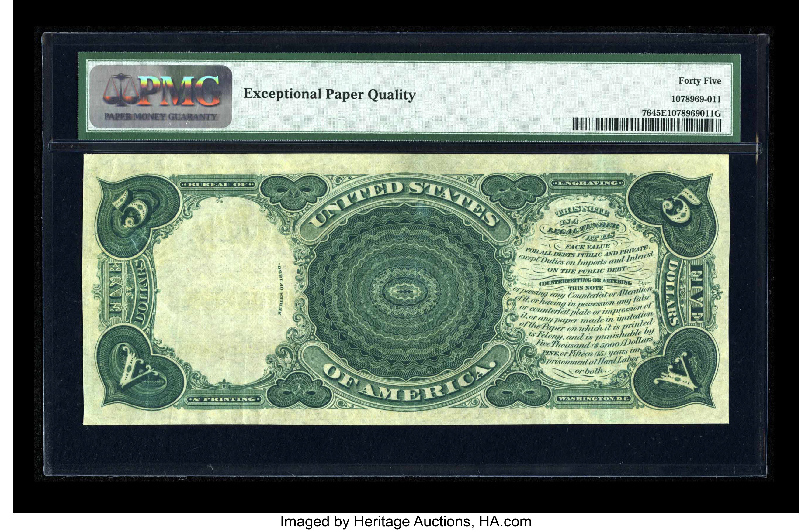 image for: Fr. 76 $5 1880 Legal Tender PMG Choice Extremely Fine 45 EPQ....