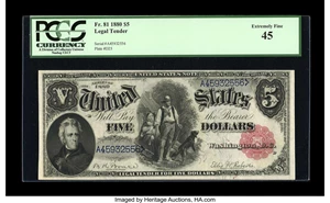 image for: Fr. 81 $5 1880 Legal Tender PCGS Extremely Fine 45....