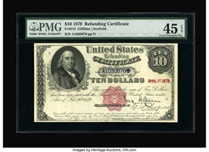 image for: Fr. 214 $10 1879 Refunding Certificate PMG Extremely Fine 45 EPQ....