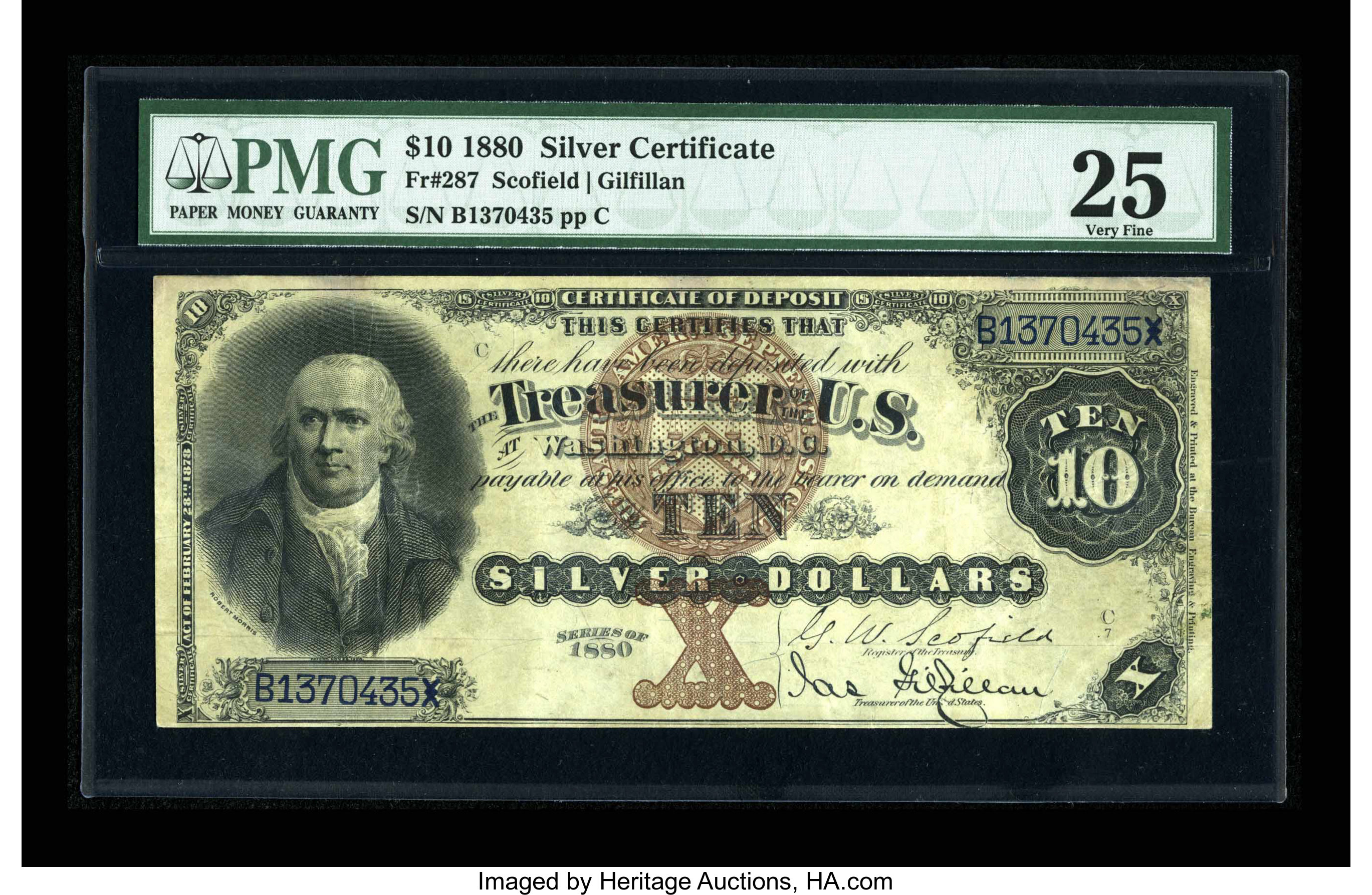 image for: Fr. 287 $10 1880 Silver Certificate PMG Very Fine 25....