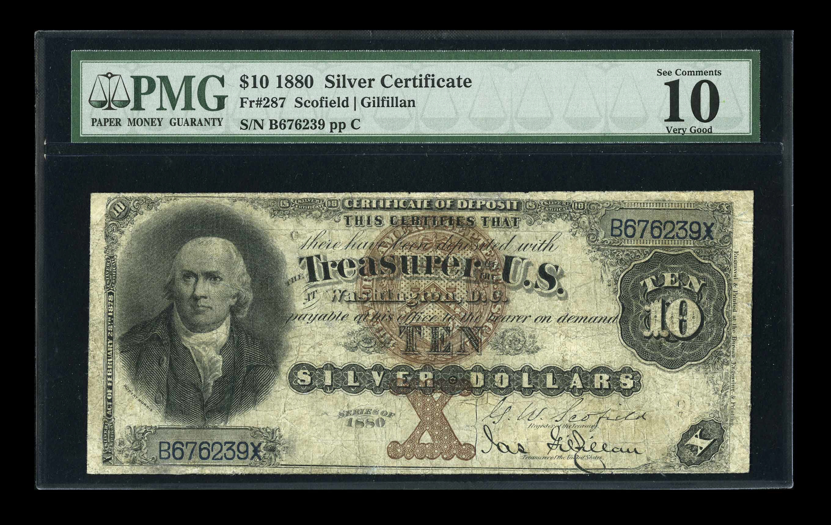 image for: Fr. 287 $10 1880 Silver Certificate PMG Very Good 10....