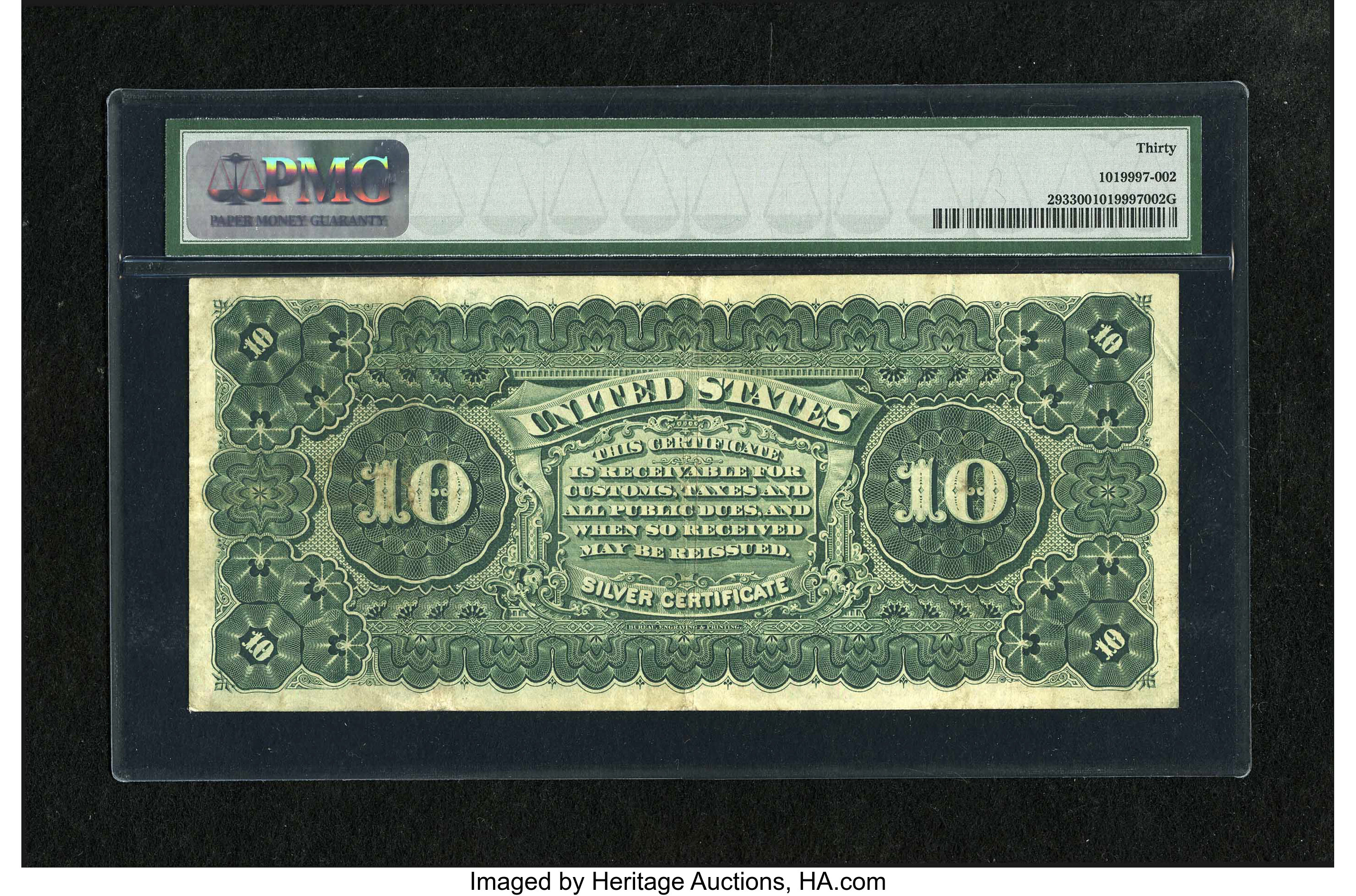image for: Fr. 293 $10 1886 Silver Certificate PMG Very Fine 30....