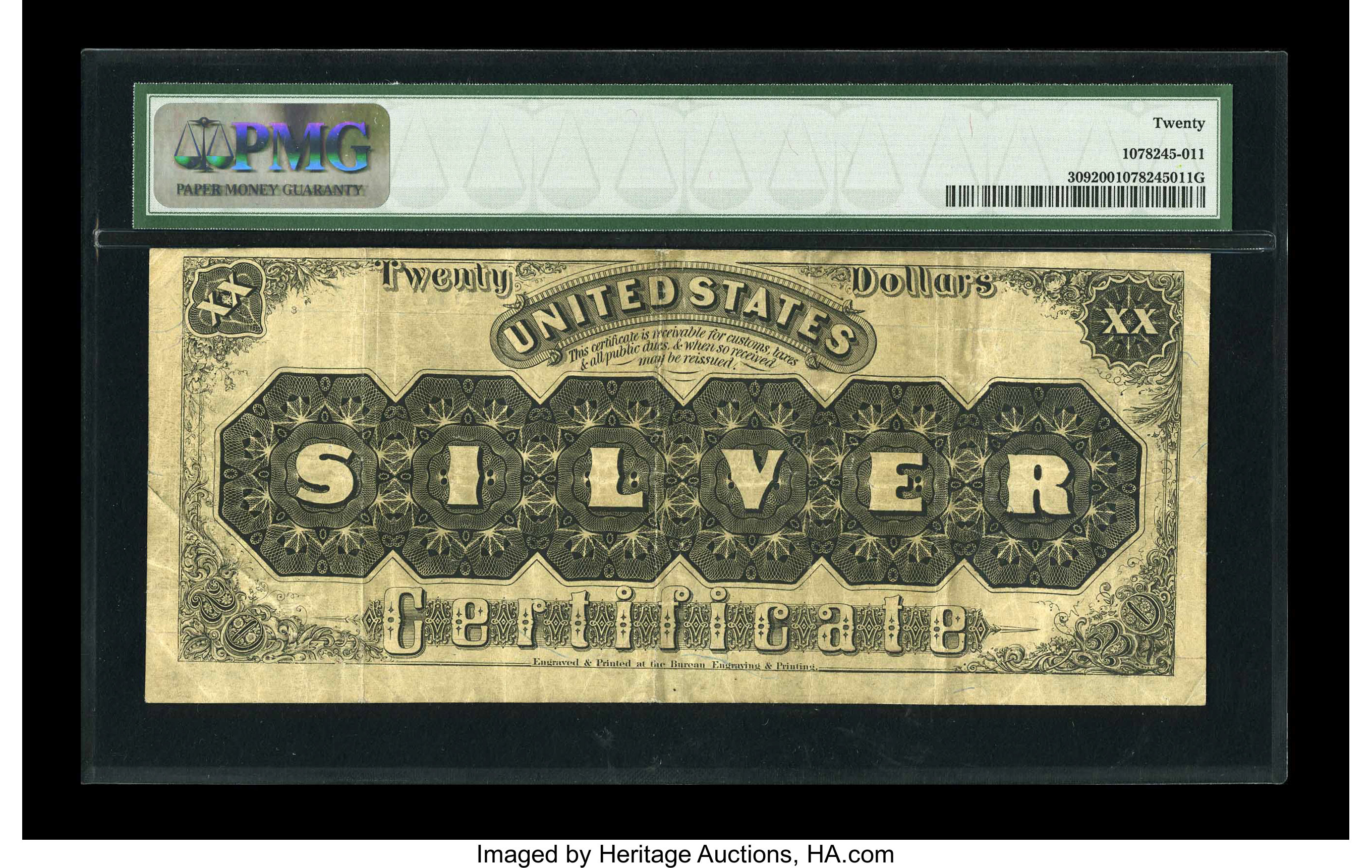 image for: Fr. 309 $20 1880 Silver Certificate PMG Very Fine 20....