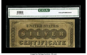 image for: Fr. 341 $100 1880 Silver Certificate CGA Fine 12....