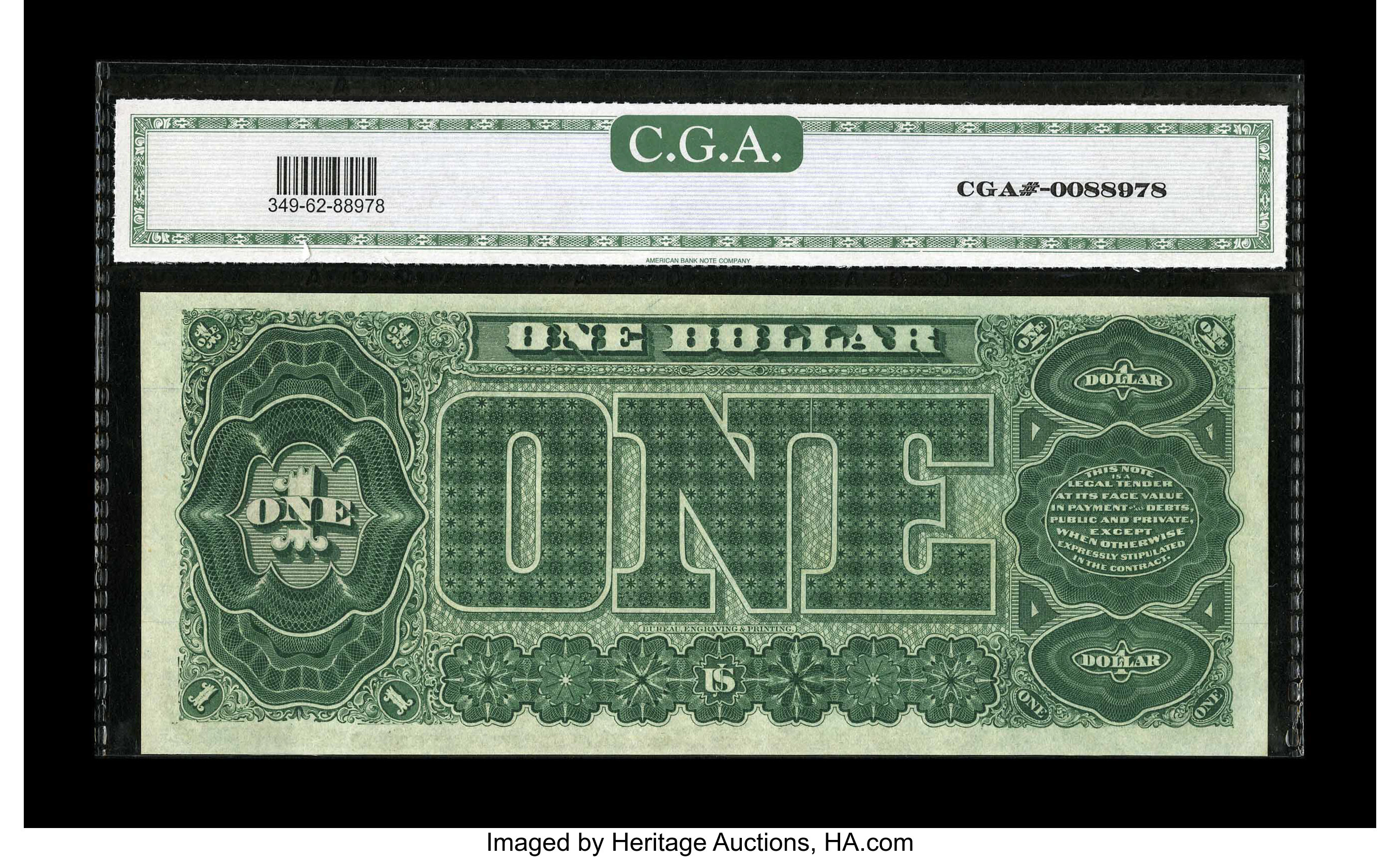 image for: Fr. 349 $1 1890 Treasury Note CGA Crisp Uncirculated 62....
