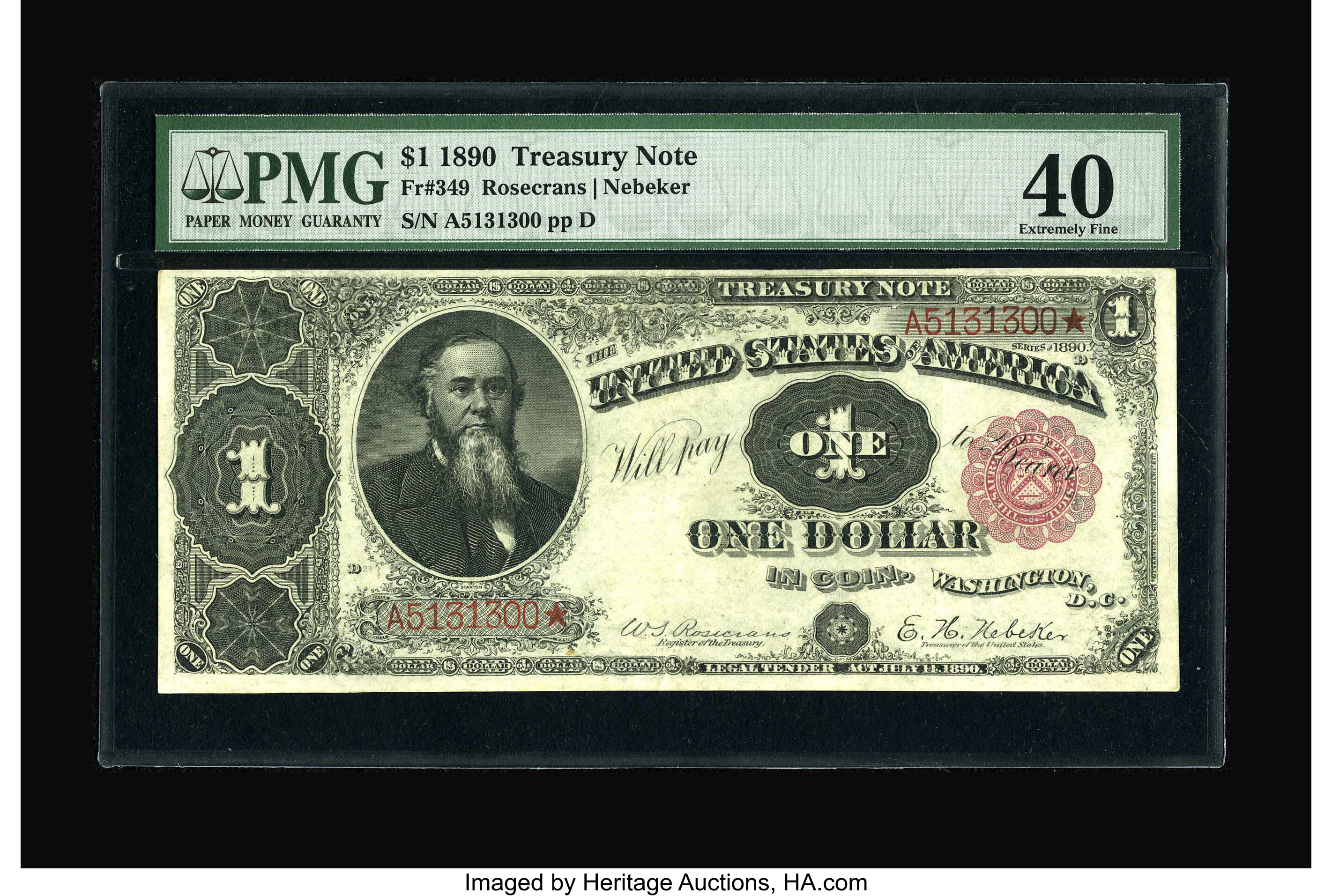 image for: Fr. 349 $1 1890 Treasury Note PMG Extremely Fine 40....
