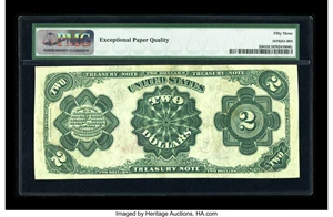 image for: Fr. 356 $2 1891 Treasury Note PMG About Uncirculated 53 EPQ.