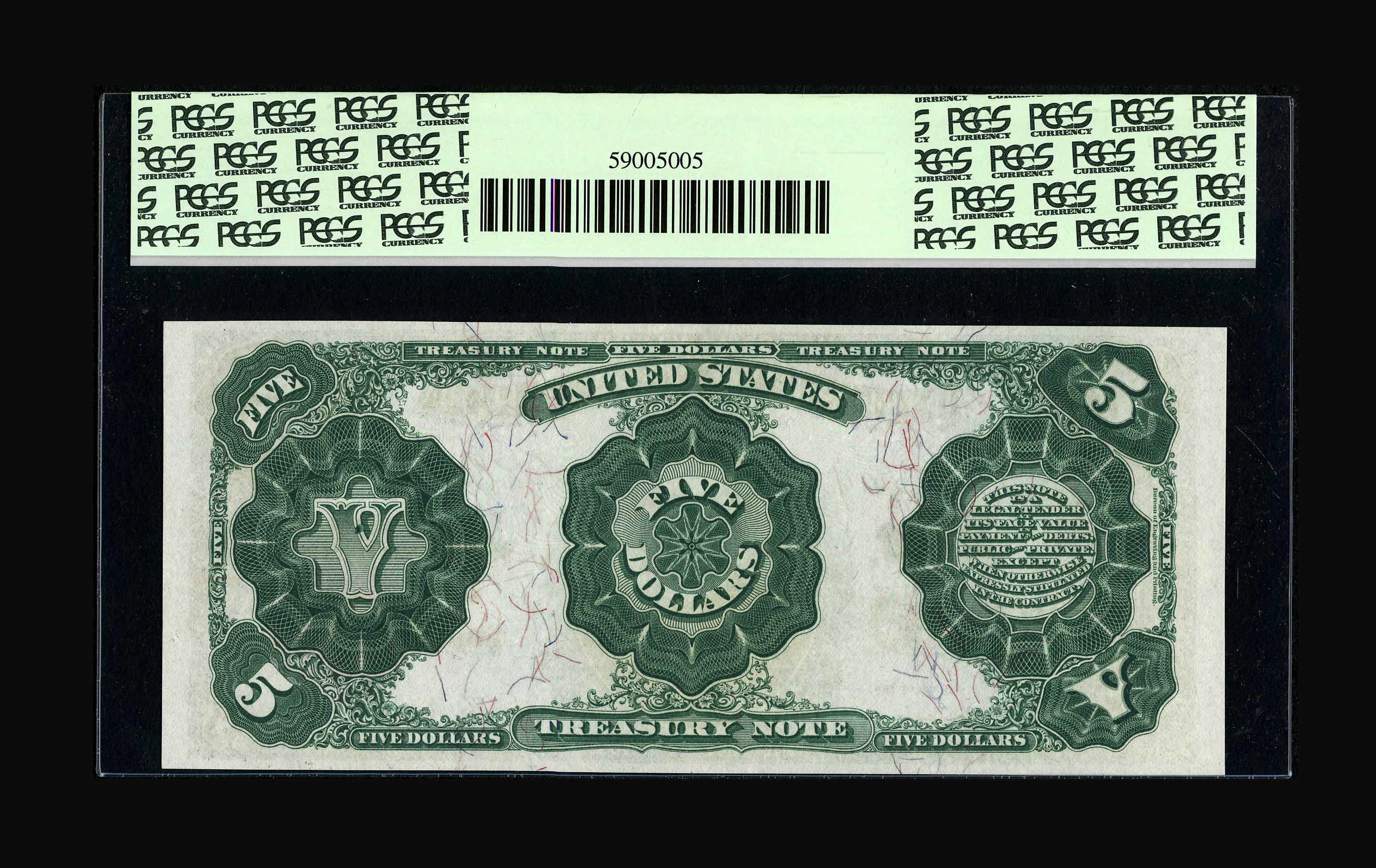 image for: Fr. 362 $5 1891 Treasury Note PCGS Choice About New 58.