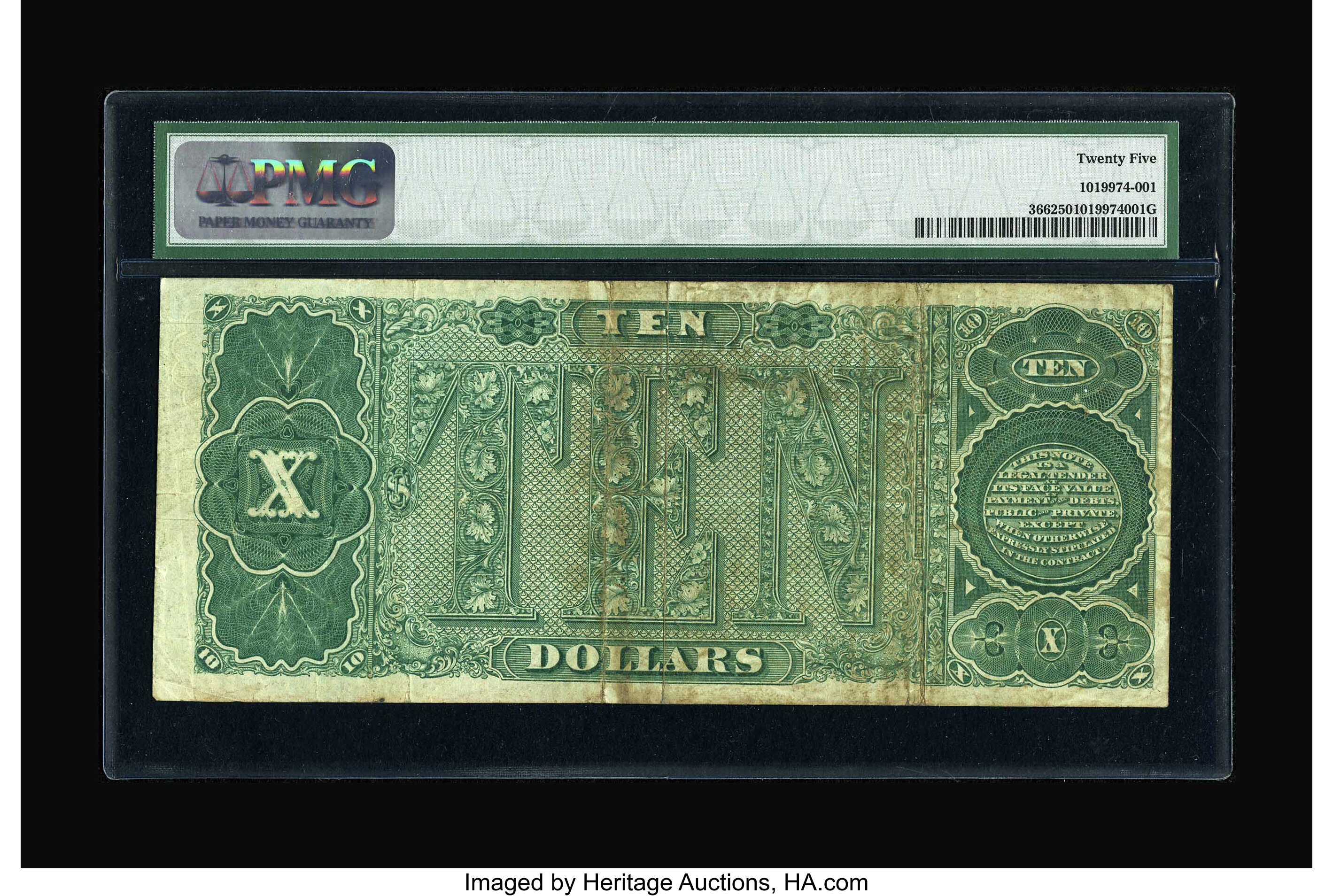 image for: Fr. 366 $10 1890 Treasury Note PMG Very Fine 25....