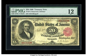 image for: Fr. 374 $20 1890 Treasury Note PMG Fine 12....