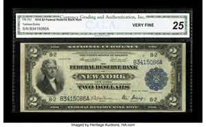 image for: Fr. 751 $2 1918 Federal Reserve Bank Note CGA Very Fine 25....