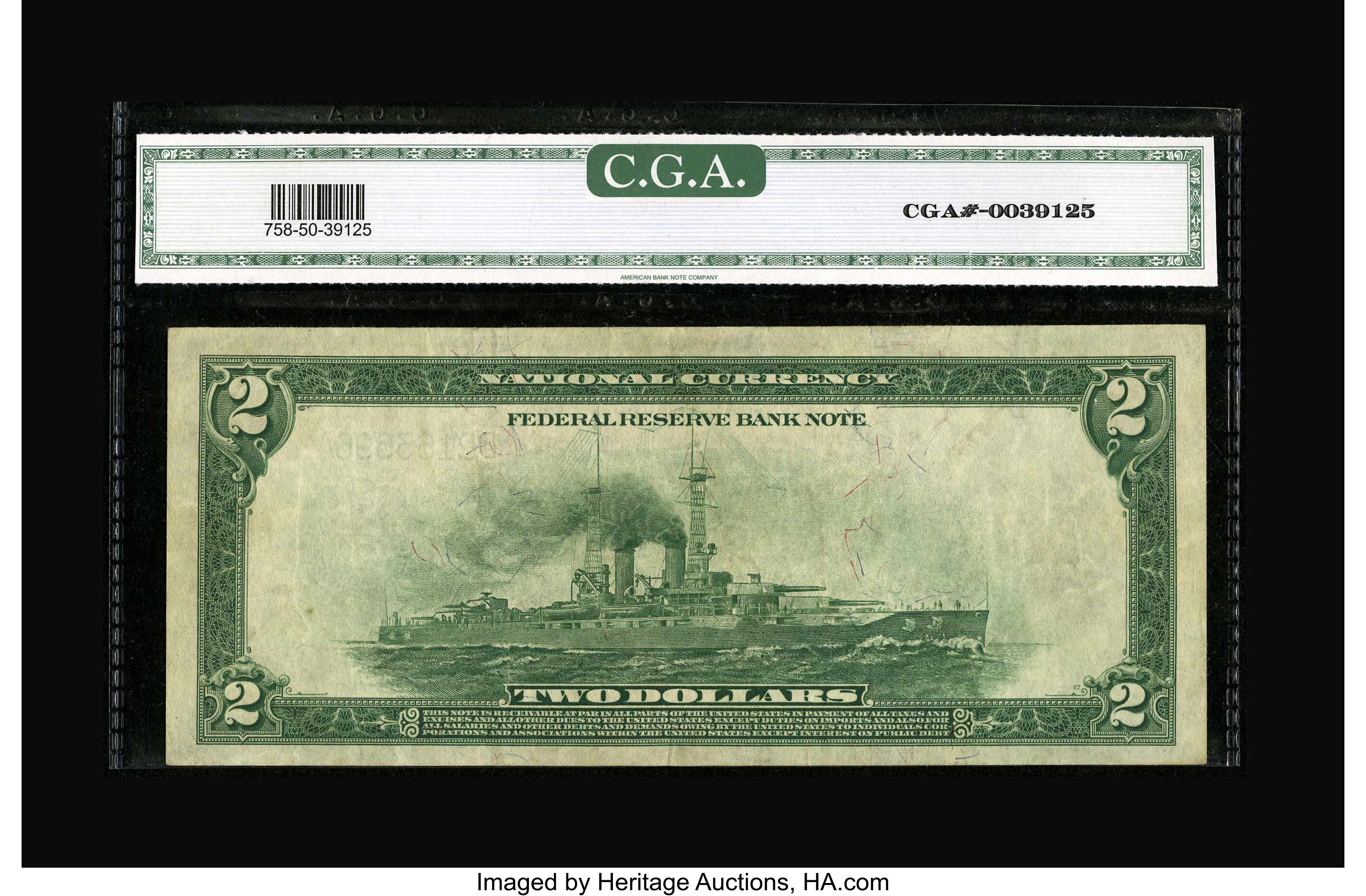 image for: Fr. 758 $2 1918 Federal Reserve Bank Note CGA About Uncirculated 50....