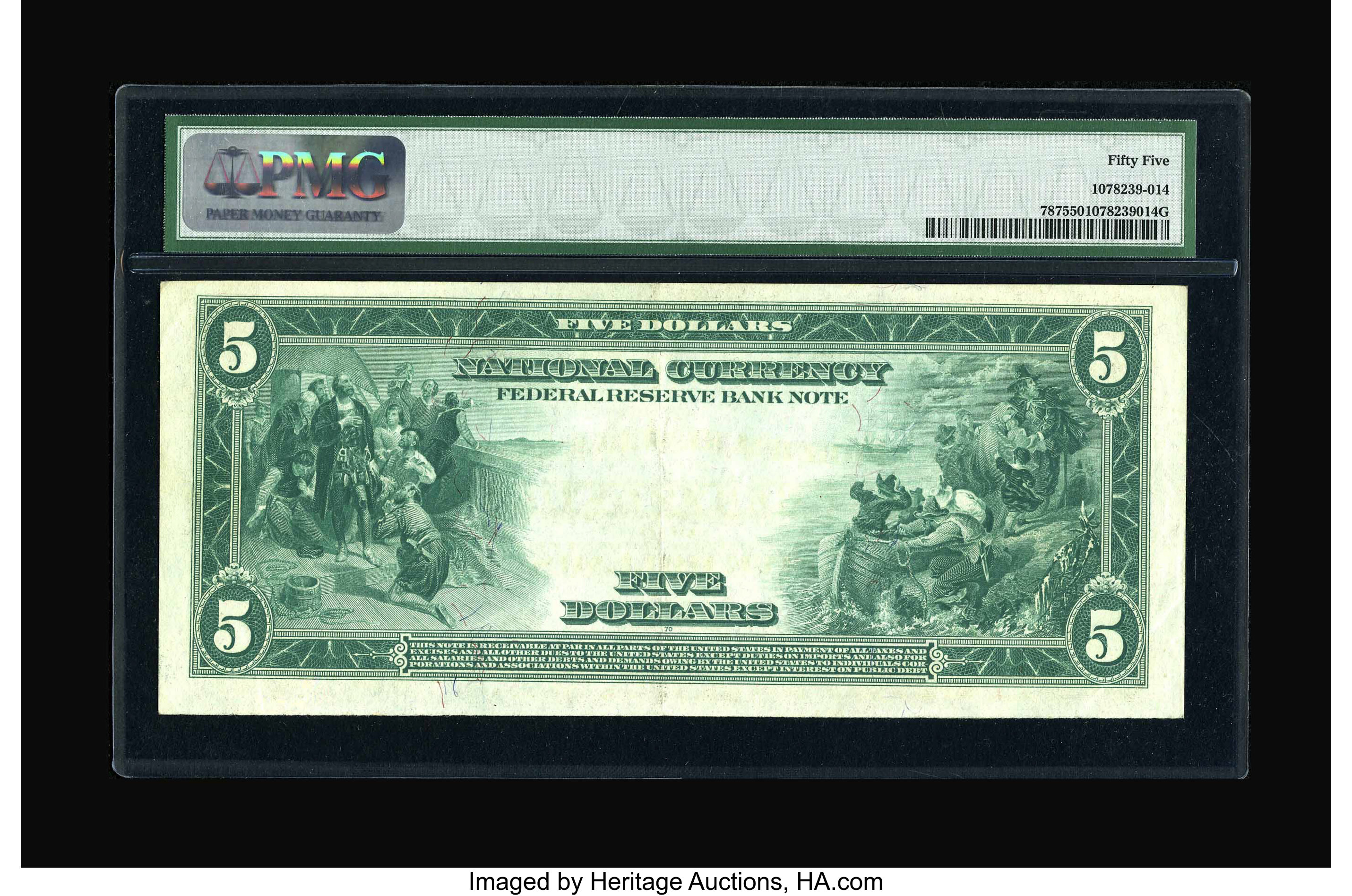 image for: Fr. 787 $5 1918 Federal Reserve Bank Note PMG About Uncirculated 55.