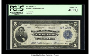 image for: Fr. 794 $5 1918 Federal Reserve Bank Note PCGS Extremely Fine 40PPQ....