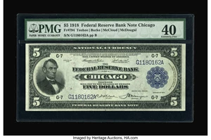image for: Fr. 794 $5 1918 Federal Reserve Bank Note PMG Extremely Fine 40....