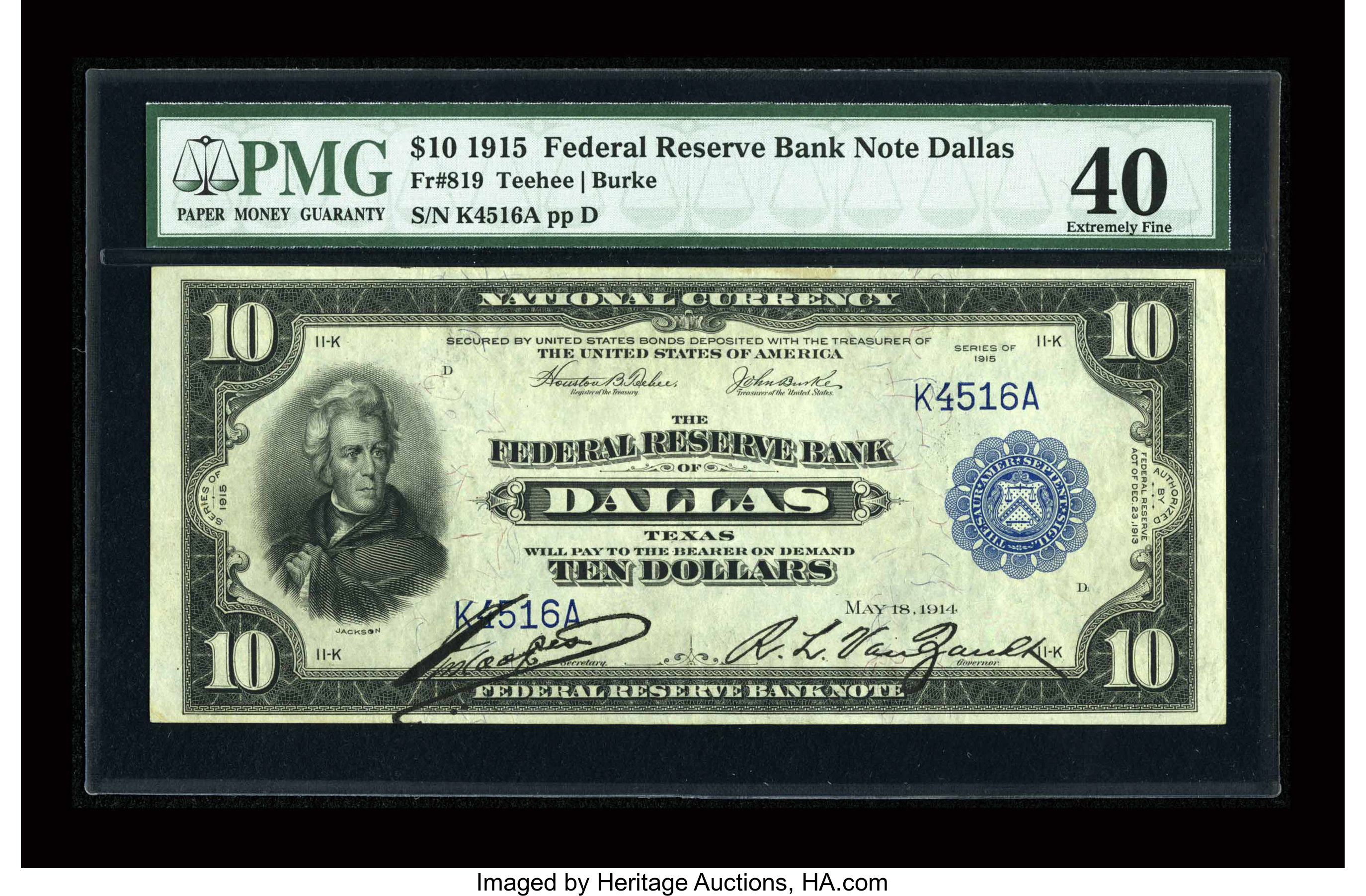 image for: Fr. 819 $10 1915 Federal Reserve Bank Note PMG Extremely Fine 40....