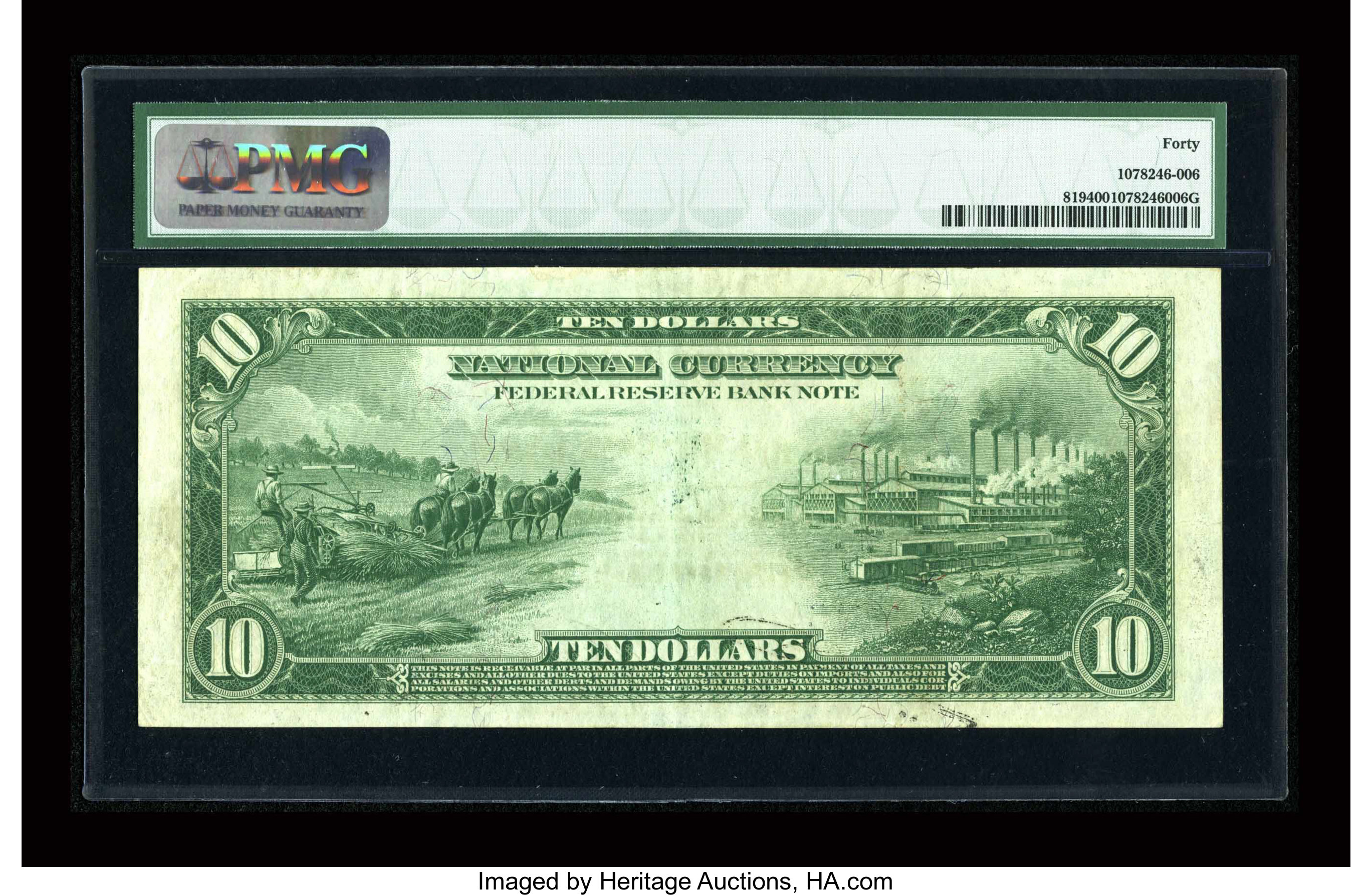 image for: Fr. 819 $10 1915 Federal Reserve Bank Note PMG Extremely Fine 40....