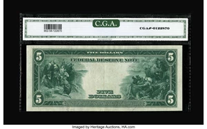 image for: Fr. 862 $5 1914 Federal Reserve Note CGA About Uncirculated 58....