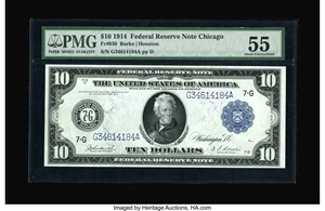 image for: Fr. 930 $10 1914 Federal Reserve Note PMG About Uncirculated 55.