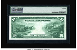 image for: Fr. 930 $10 1914 Federal Reserve Note PMG About Uncirculated 55.
