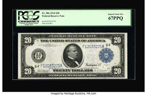 image for: Fr. 986 $20 1914 Federal Reserve Note PCGS Superb Gem New 67PPQ....