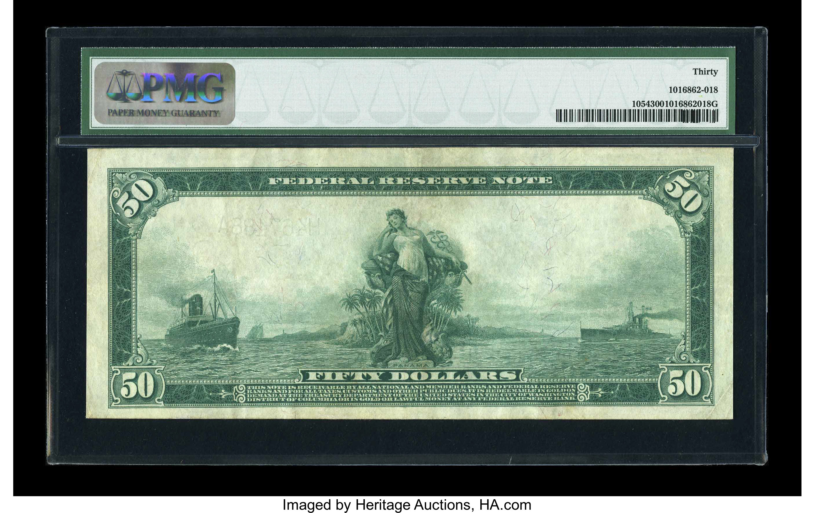 image for: Fr. 1054 $50 1914 Federal Reserve Note PMG Very Fine 30....