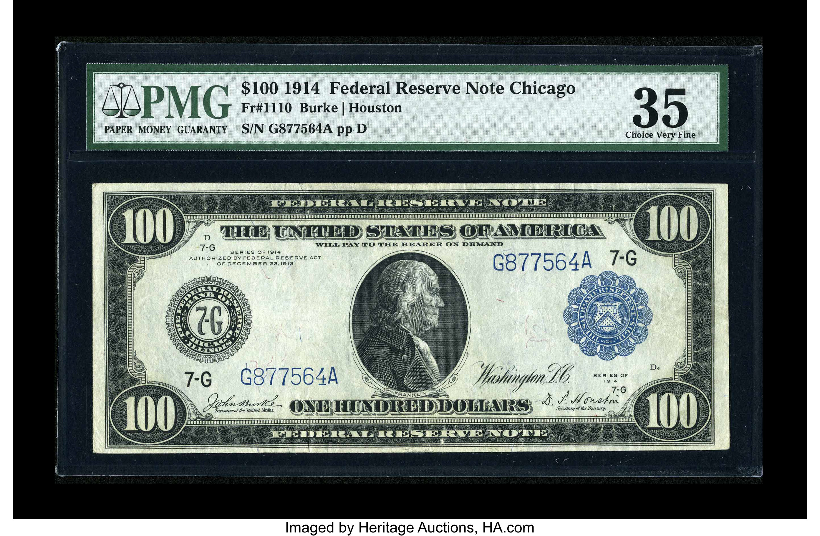 image for: Fr. 1110 $100 1914 Federal Reserve Note PMG Choice Very Fine 35....