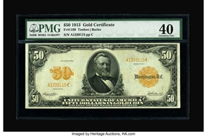 image for: Fr. 1199 $50 1913 Gold Certificate PMG Extremely Fine 40....