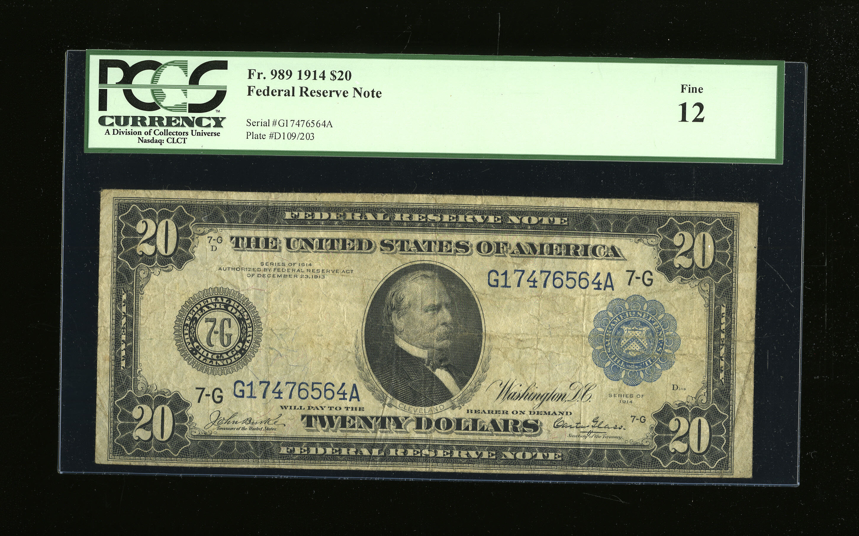image for: Fr. 989 $20 1914 Federal Reserve Note PCGS Fine 12....