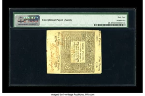 image for: Connecticut June 19, 1776 Uncancelled 9d PMG Choice Uncirculated 64 EPQ.