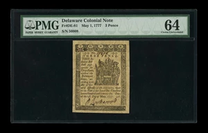 image for: Delaware May 1, 1777 3d PMG Choice Uncirculated 64....