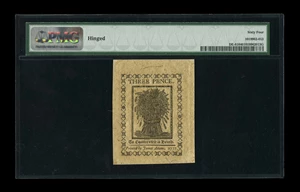 image for: Delaware May 1, 1777 3d PMG Choice Uncirculated 64....